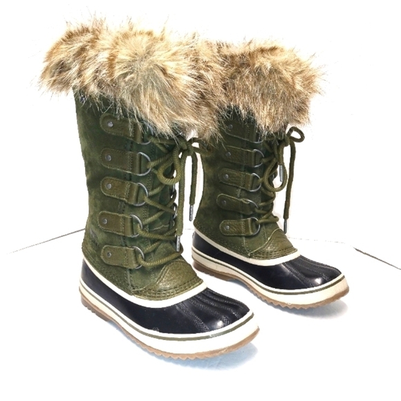 SOREL JOAN OF ARCTIC WATERPROOF  FUR CUFF WOMEN'S green Size: 6 - Picture 1 of 6